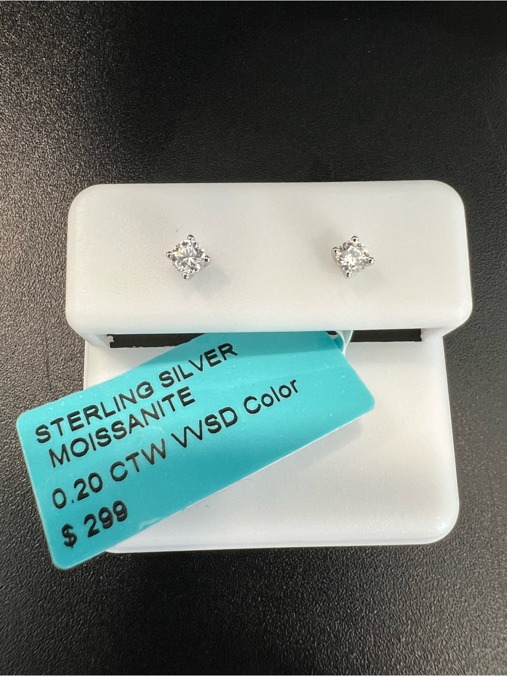 Moissanite Sterling Silver 925 Stud Earrings 0.20ctw Round Prong Butterfly back
